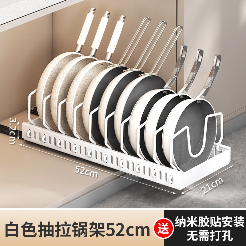 Kitchen Storage Pot Lid Rack Adjustable Pot Placer Pot Rack Countertop Cabinet Dish Plate Pull-Out Storage Rack - Image 1